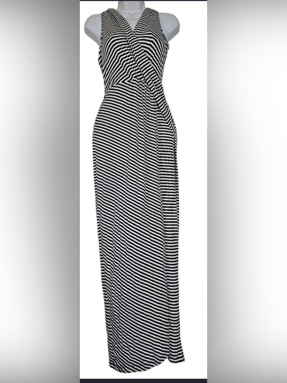 Calvin Klein Black and White Striped Maxi dress